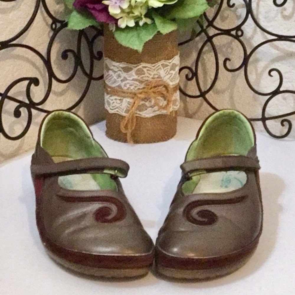 NAOT Brown Leather & Suede “Maria” Mary Janes
